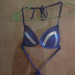 Blue and silver, size S, VS PINK, bikini top
